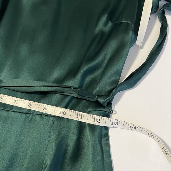 Reformation Sz 4 Julius Silk Satin Long Sleeve Midi Dress in Forest Green - Picture 12 of 15
